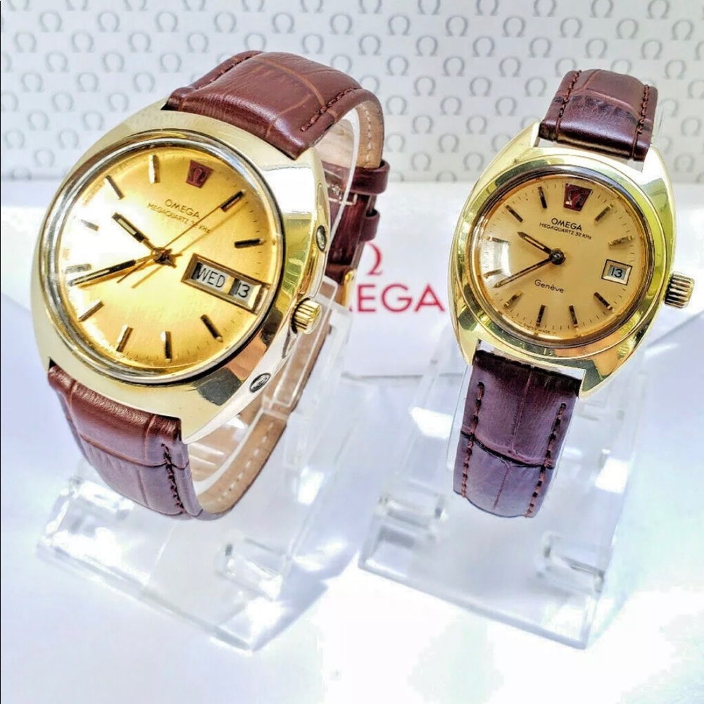His&Hers Gold Omega MEGAQUARTZ 32KHz